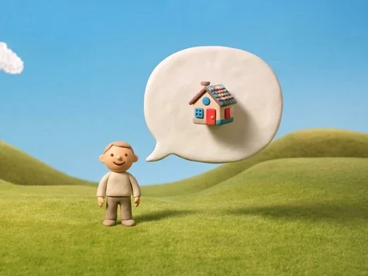 Ilustración en plastilina: alguien cuenta en un globo de diálogo lo que busca